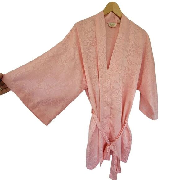 Victorias Secret Vintage Satin Robe Womans One Size Peach - Picture 3 of 10